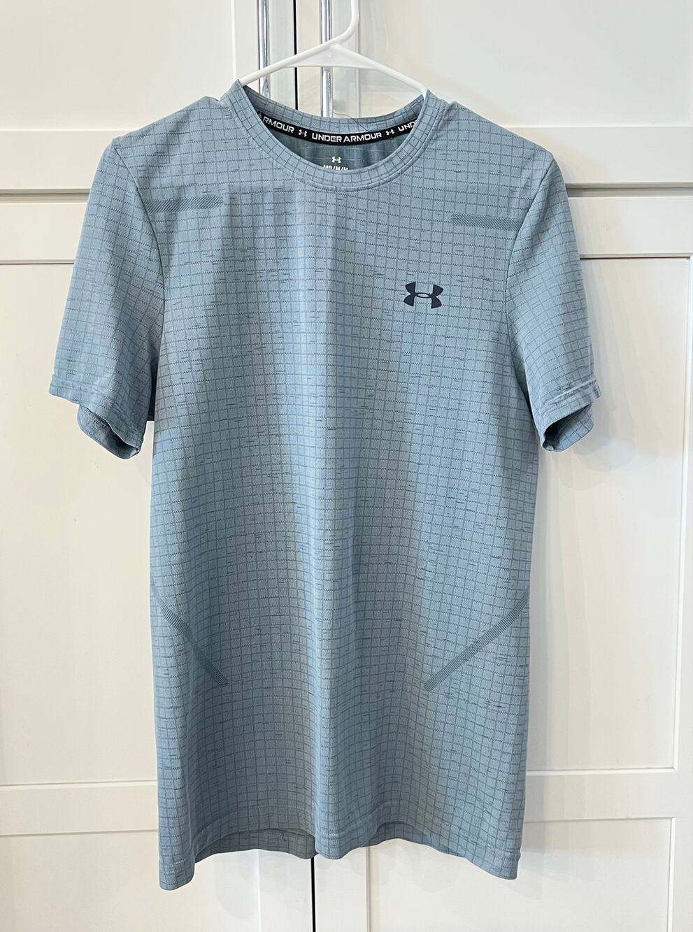 Under Armour Seamless Grid T-Shirt Top Men's M Blue SS Performance Training Top